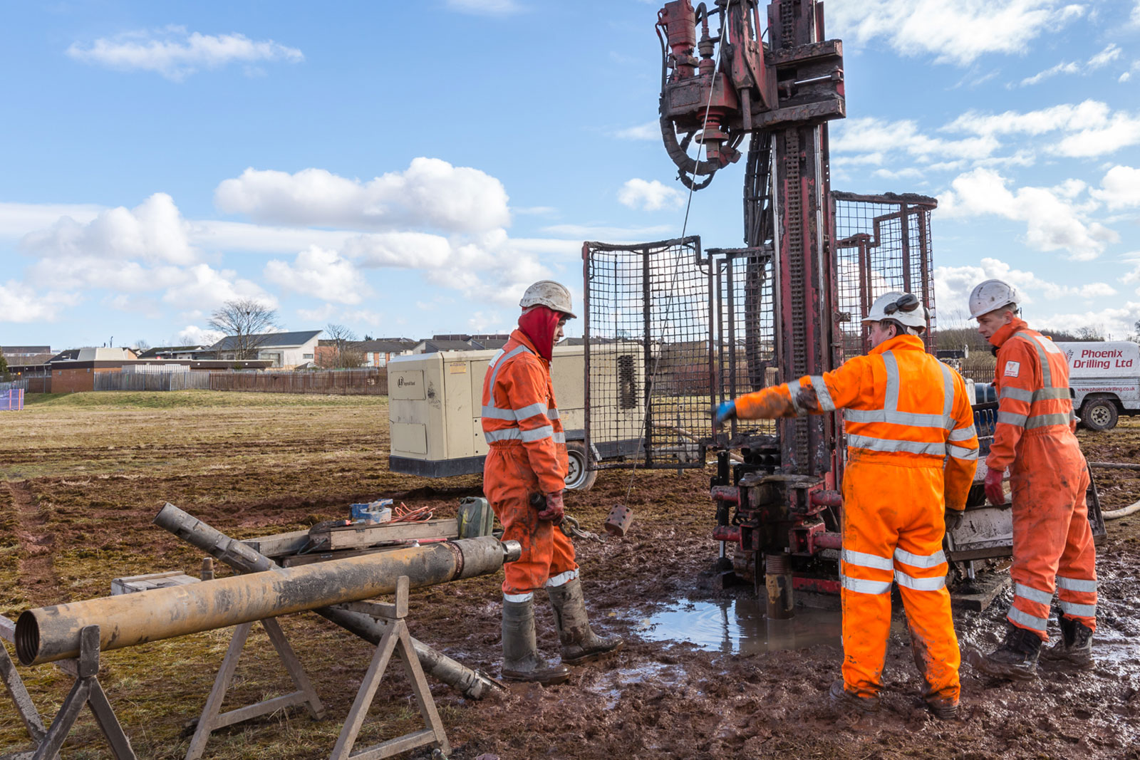 Borehole drilling rig operating in North London